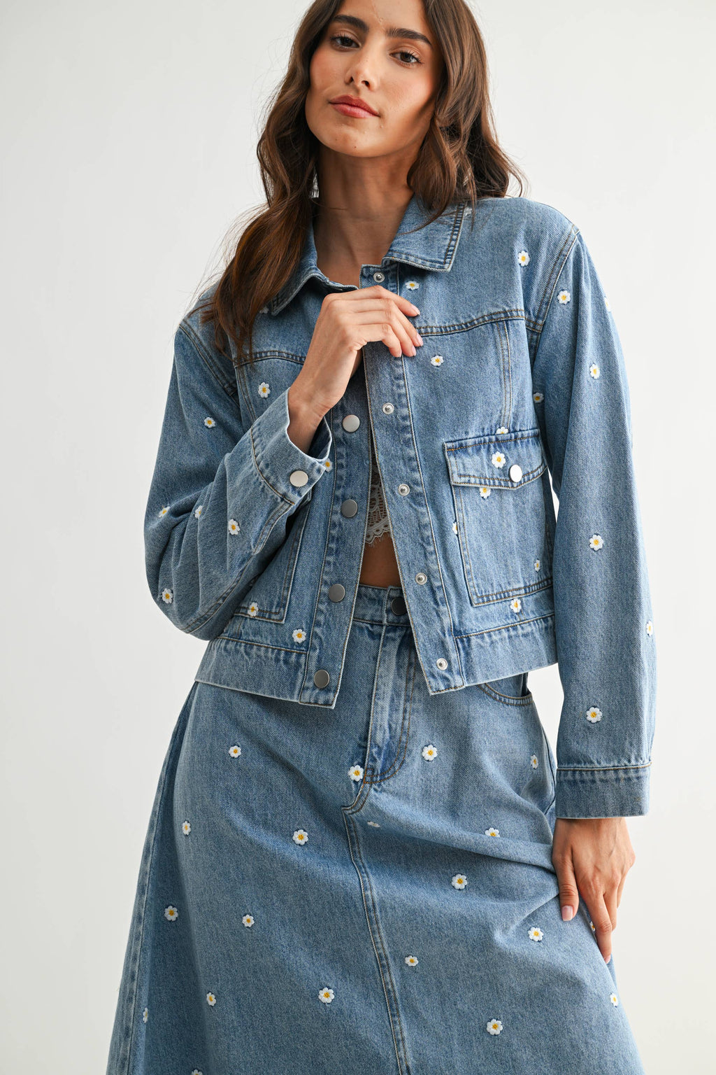 Avary Embroidered Denim Set