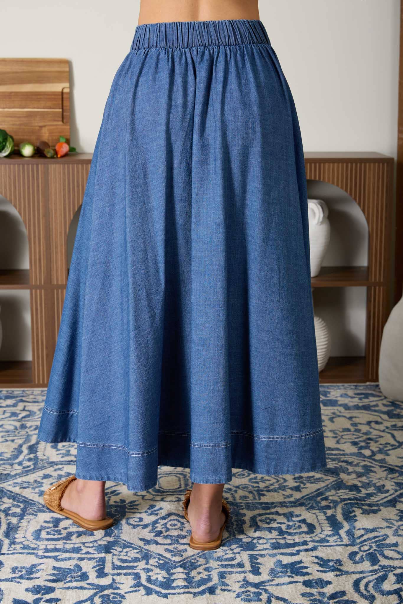 Marcela denim midi skirt