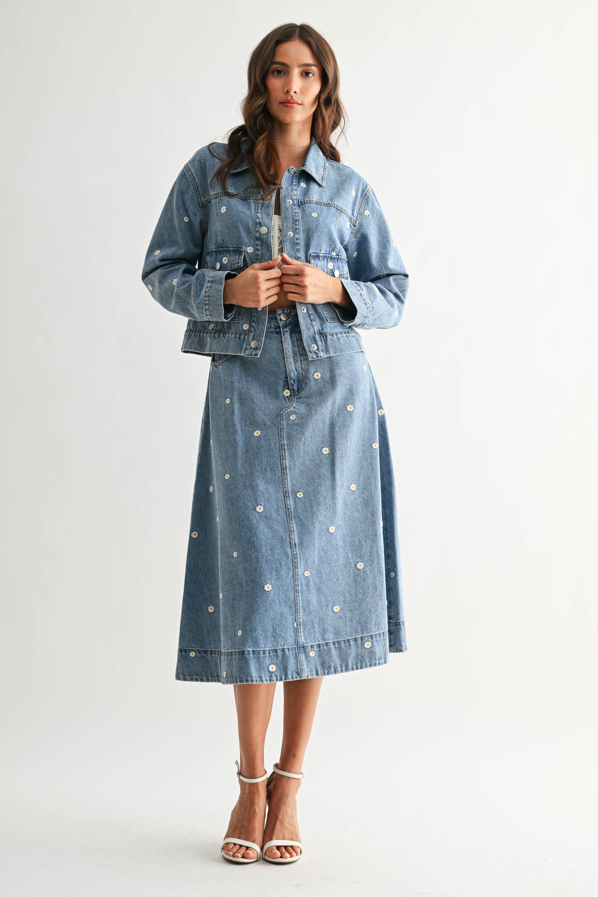 Avary Embroidered Denim Set