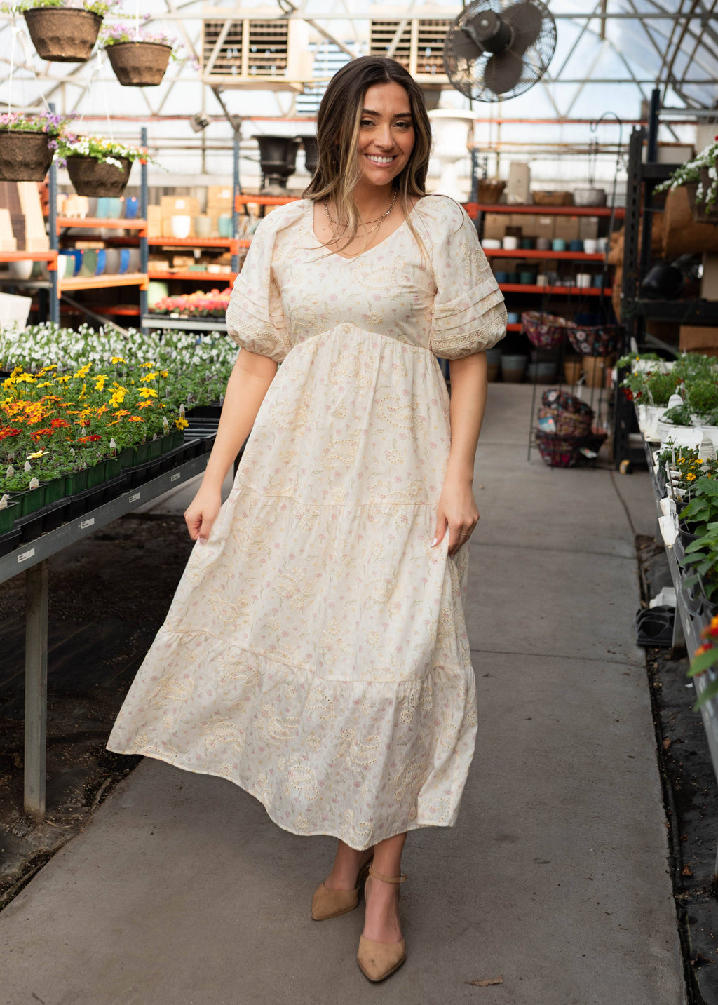 Jenna Ivory Pink Floral Dress