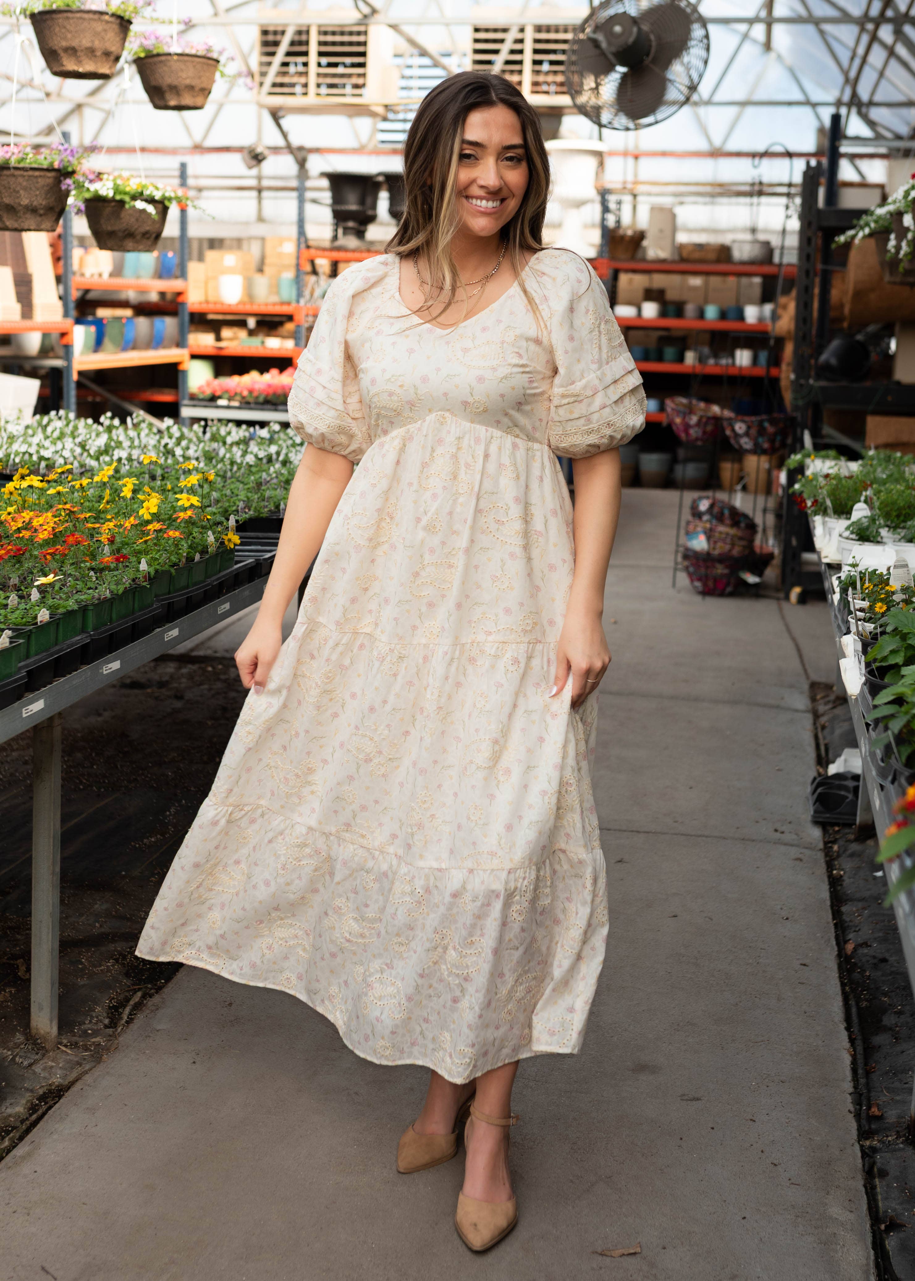 Jenna Ivory Pink Floral Dress