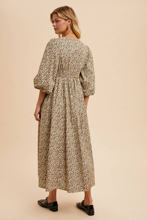 Celia leopard print button maxi dress