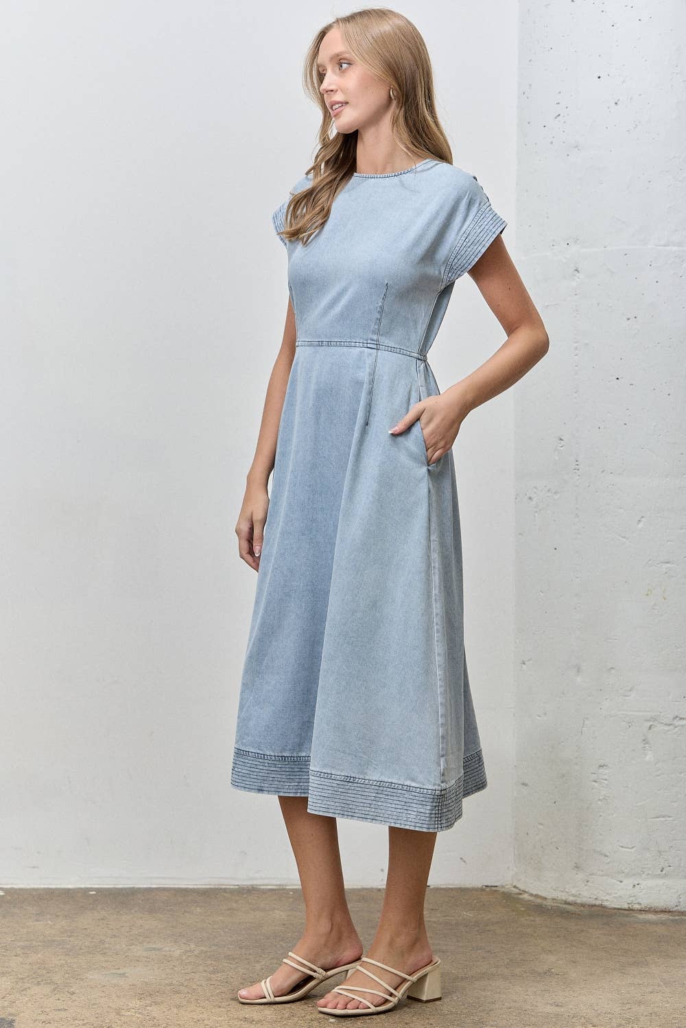 STHEPANIE DENIM MIDI DRESS