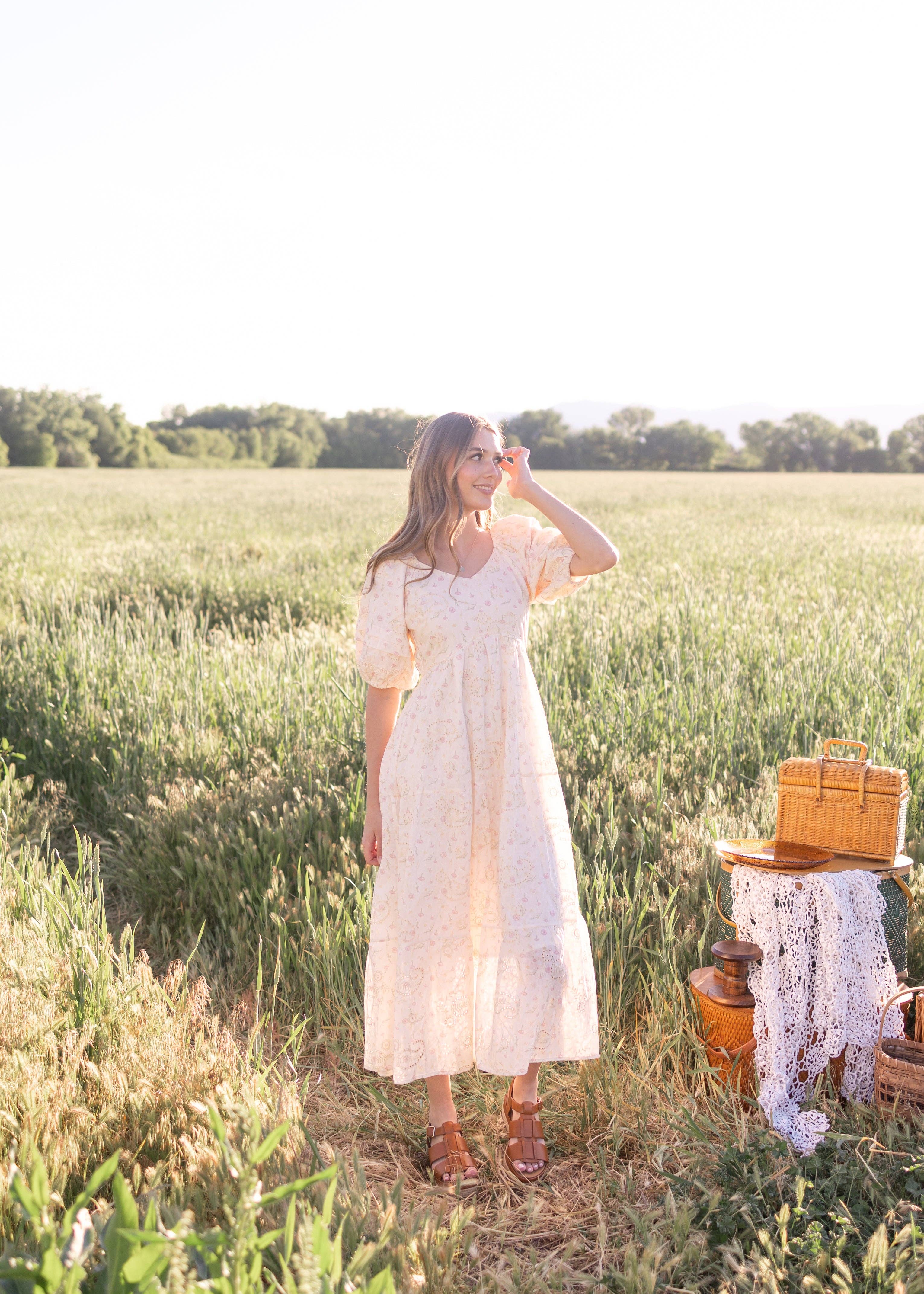 Jenna Ivory Pink Floral Dress